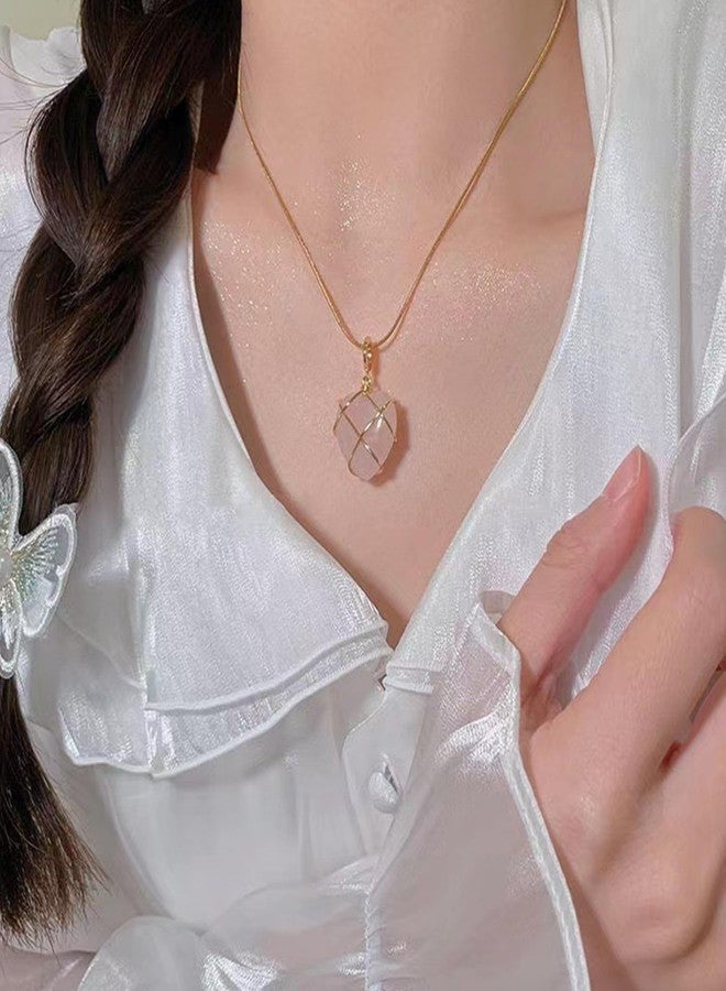 JAVARNV Stocking Stuffers Holiday Outfits for Women 2024 Crystal Heart Choker Necklace Dainty Crystal Stone Heart Pendant Necklace Gold Chain Necklace Jewelry Christmas Gift for Women (Pink) Valentine's Day Gifts - Image 2